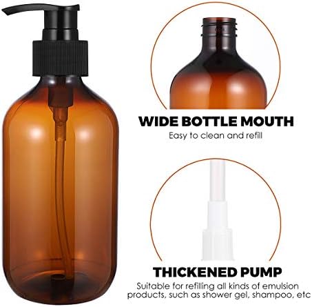 2PCS 500ml Empty Shampoo Bottles Opaque Versatile Pump Bottle Drip-free Lotion Container Hand Soap Dispenser, Brown