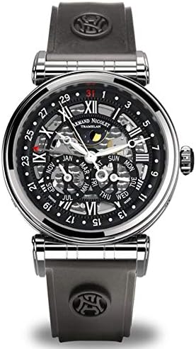 Reloj armand nicolet ar2 a422ana-nr-g9660 automático calendario completo fase Lunar Mens Analog Mechanical Hand Wind Watch with Rubber Bracelet A422ANA-NR-G9660