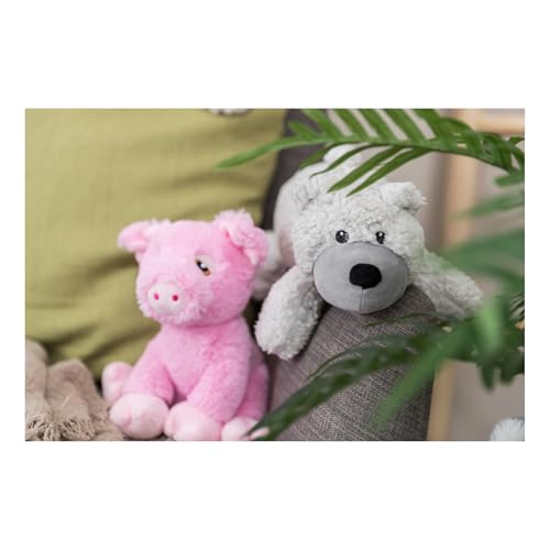 Trixie Schweinchen Edison Plüschtiere aus Recycling-Material - Flauschiges Hundespielzeug für nachhaltiges Spielen - weiches Öko-Plüsch Stofftier, 24cm - Be Eco Kollektion - 34881