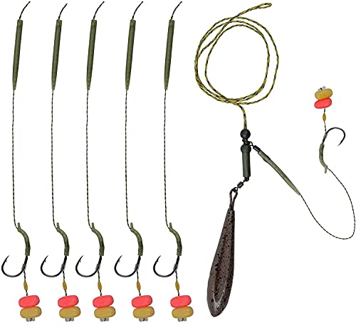 AGOOL Carp Fishing Rig Kit Hair Carp Fishing Accessories Set Flat Pear Sinker Weight with Rolling Quick Change Swivels Hooks Tackle Rigs Set