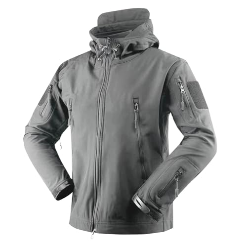 Men’s Waterproof Jacket UK Clearance, Windproof Soft Shell Tactical Jacket Military Jackets with Hood Waterproof Outerwear Print Coat Outdoor Sports Hunting Hiking Fishing Winter Jacket Size S-4XL - Image 5