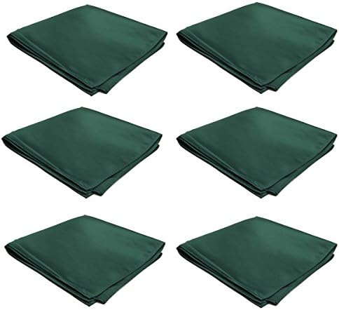 Mens Pocket Squares Handkerchief 6 PK Wedding Party Solid Color Handkerchiefs (Forest)