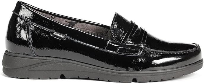 Fluchos F1835 - Classic Catala Womens Loafer Patent Leather Garnet and Black Removable Insole