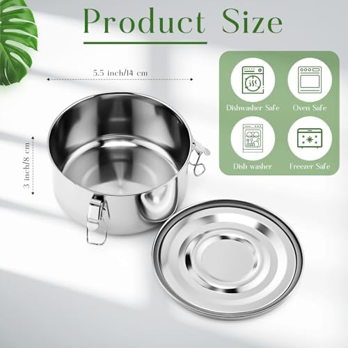 4 Pcs Stainless Steel Bento Box 36 oz Reusable 304 Stainless Steel Food Storage Containers with Lockable Clips to Leak Proof, Dishwasher Safe - Thumbnail 3
