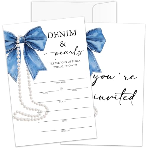 Jdgbo Denim & Pearls Bridal Shower Invitations