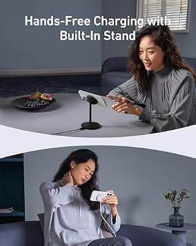 Anker MagGo iPhone 16 MagSafe-Compatible Wireless Charger Stand, 15W Fast Magnetic Wireless Charging Station with Anker MagSafe Charger Compatible, MagGo 3-in-1 Charging Station
