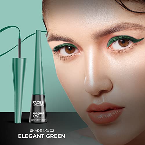 Image of FACESCANADA Magneteyes Color Eyeliner Gel - Elegant Green,4 Ml|Glossy Finish|24Hr Long-Lasting|Waterproof|Smudgeproof|Precise Application|Intense Color Payoff|Almond Extract & Vitamin E (Pack of 2)