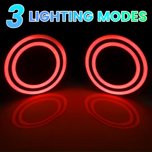 Image of EL Panel Light, Glowing LED Eyes Electroluminescent El Sheet Panel Light DIY Cuttable Round Ring EL Sheet Cosplay Mask Eyes Decoration with Battery Box (Red)