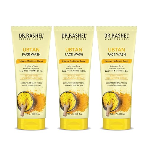Image of DR.RASHEL Ubtan Face Wash For Men & Women | Concentrate for Deep Cleansing & Clove Purifying Face Wash With Natural Ingredients Suitable For All Skin Oily to Normal | 100ml Each | Pack of 3