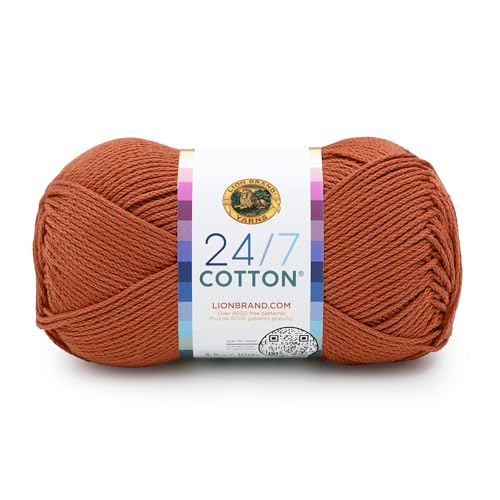 Image of Lion Brand Yarn, 24 /7 Cotton Yarn, Heatwave, Orange, 1 Pack | Light Worsted 100% Mercerized Cotton Yarn for Crochet, Knitting, Craft, 185 Yards of Natural Fiber for Tees, Bags, Dishcloths