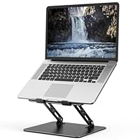 Nayka Adjustable Laptop Stand for Desk, Metal Foldable Laptop Riser, Portable Laptop Holder Mount, Ventilated Cooling Computer Notebook Stand Compatible with 10-15.6” Laptops