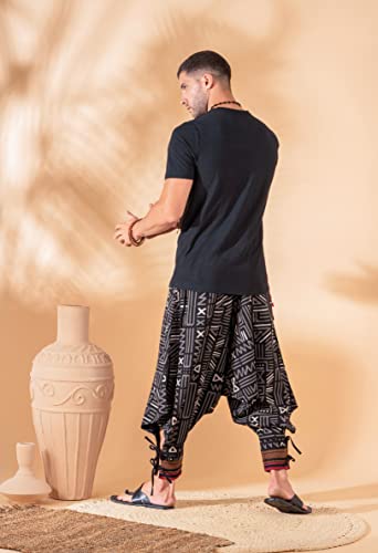 Image of The Veshti Company Hipie Harem Pants for Men Cotton Low Crotch Printed Baggy Bohemian Yoga Pajama Pant (Regular Fit)