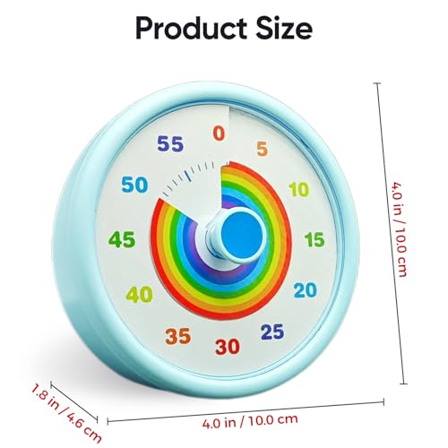 Rainbow Visual Timer for Kids, 60 Minute Silent Countdown Clock with Color Disk, Time Management Tool for ADHD, Classroom, Kitchen, Office, Study, Pomodoro - Image 3