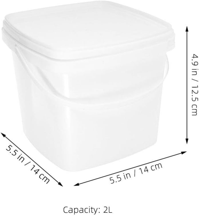 White Plastic 2L Round Bucket with Lid and Handle
