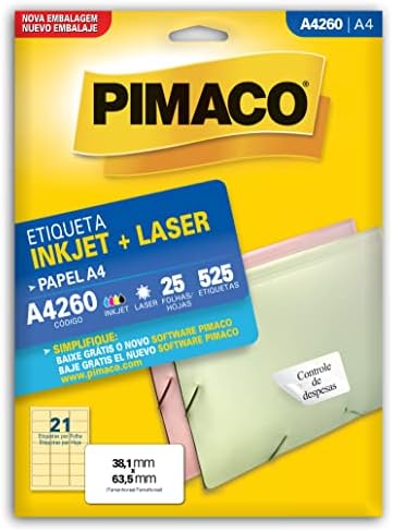 Etiqueta inkjet/laser A4260 com 25 folhas Pimaco | Amazon.com.br