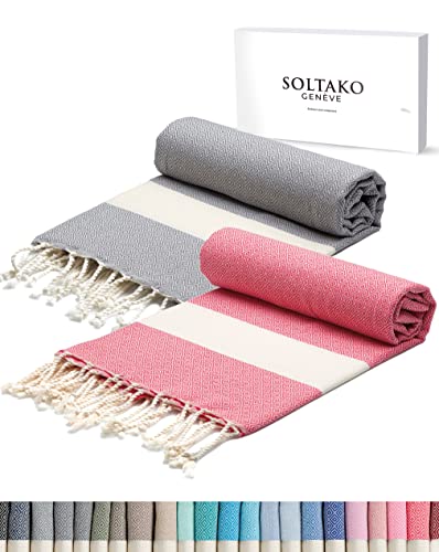 SOLTAKO Fouta Peshtemal - Fouta XXL - Serviette Plage Anti Sable - Drap de Bain pour Hammam, Sauna, Yoga, Pique-Nique - Serviette Grande Taille - Fouta Plage 100x200 cm - Drap 2 Personnes
