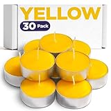 Yellow Tea Lights Candles - 30 Pack - Scented Tea Lights Candles with 3-4 Hour Burn Time - Scented Tea Candles -Scented Tealight Candles for Holiday and Home - Colored Tea Lights Candles Scented