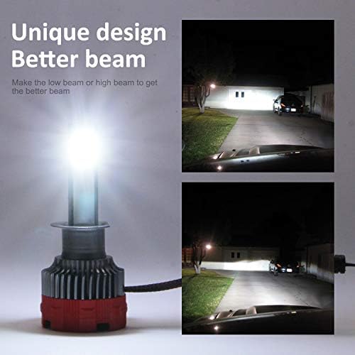Kairiyard H1 LED Headlight Bulbs 6000K HI Beam 50W 8000 Lumens Fog Lamp Extremely Bright DOB Chips Kit 2 lamps 360° Rotation Bi-Xenon All in One Conversion 2 Years Warranty