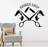 Haarschnitt Wandtattoo Rasiert Werkzeuge Elemente Haar Tür Fenster Vinyl Aufkleber Barber Shop Logo Inneneinrichtung Kreative Tapete 42x33 cm
