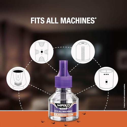 Image of Maxo Genius Liquid Vaporizer Mosquito Repellant Refill 45ml Pack of 4 | Fits all Machines |Maximum protection against Dengue, Malaria causing Mosquitoes - 2X Protection | Calming Aroma