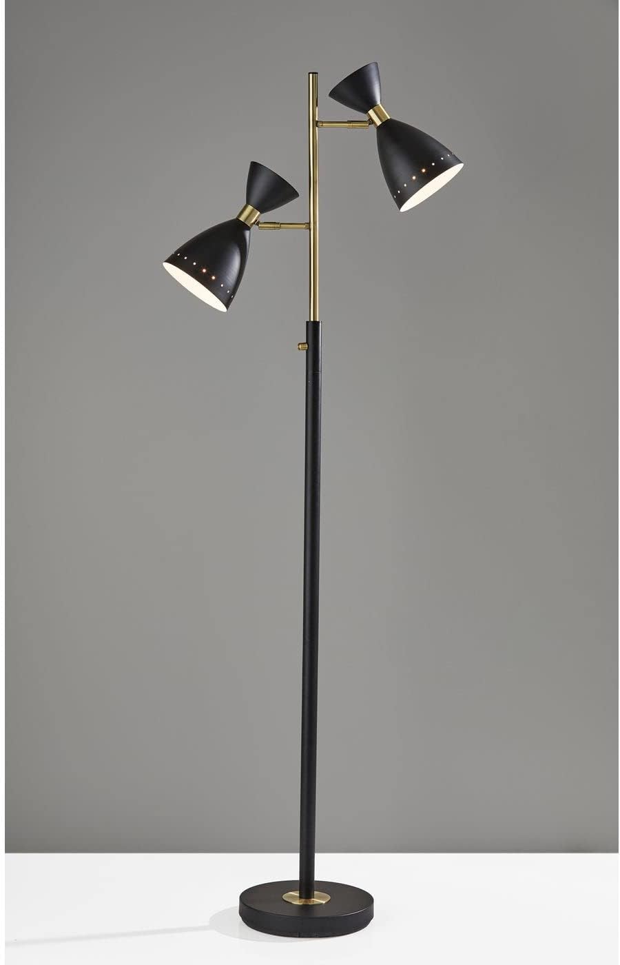 Adesso 4285-01 Oscar Tree Lamp, 68 in, 2 x 40W, Black w/Antique Brass, 1 Floor Lamps