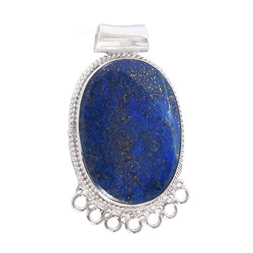 Collier lapis-lazuli naturel pendentif argent 925 maille 45.7 cm pour femme