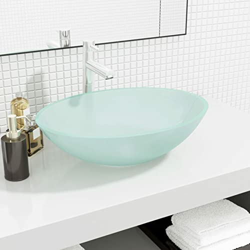 ZHOUMIN Washbasin, counter-top washbasin, washbasin, bathroom furniture, bathroom sink, glass 50 x 37 x 14 cm, matte