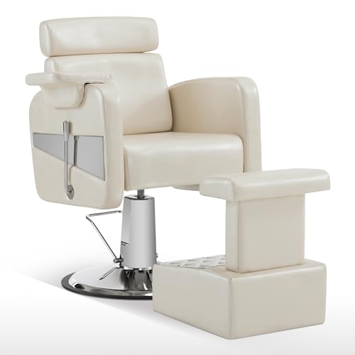 BarberPub All Purpose Barber Chair with Removable Footrest, Reclining Adjustable