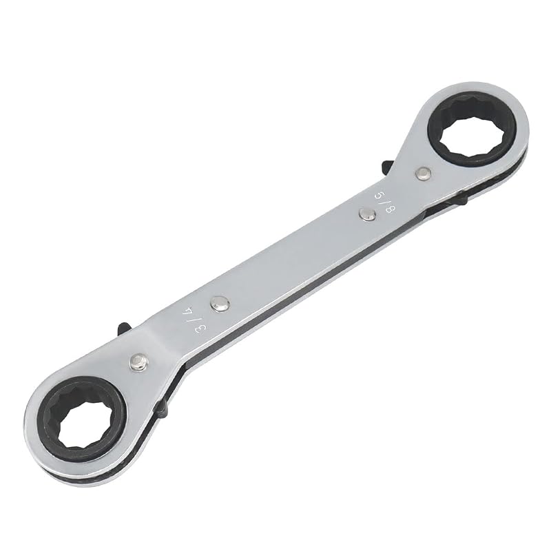 Chave Estrela Reversível com Catraca FOCMKEAS, Dupla Boca 19,05 mm e 15,88 mm, Offset de 25°, 72 Dentes