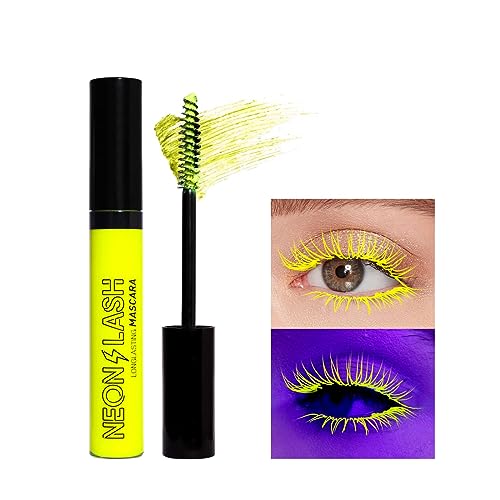 Allbestaye Bunt Wimperntusche Neon Mascara, Wasserfest Feiner Pinsel gelb grün blau orange rosa lila Wimpern Long-lasting, Augen Make-up Extra Long Lash Verlängerung & Volumen Eyelash Mascara (Gelb)