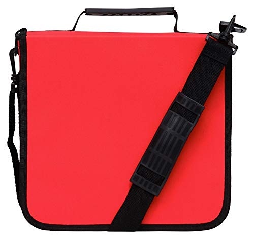 Blue Donuts 288 Capacity CD/DVD Binder Storage Holder Organizer Carrying Case, Red