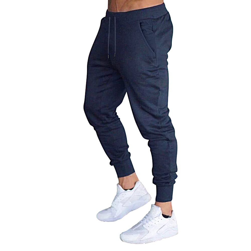 BUXKR Men's Slim Joggers Workout Pants for Gym Running and Bodybuilding Athletic Bottom Sweatpants with Deep Pockets