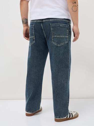 Image of Urbano Plus Men's Regular Fit Heavy Washed Denim Jeans Stretchable