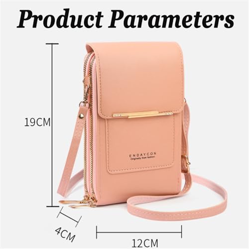 Hiseng Sac Bandoulière Femme, Mode Pochette Telephone Portable avec Fenêtre pour Écran Tactile et Fentes Cartes, Multifonctionnel Sacs Bandoulière Femme,Quotidiens Léger Sac Femme (Rose) – vue 4