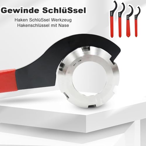 Finkow C Hakenschlüssel, 4 Stück Gewinde SchlüSsel, Verstellbare SchraubenschlüSsel, Gewindefahrwerk, mit Rutschfestem Griff, SchlüSsel Werkzeug Satz, für Graviermaschinen, Verlängerungsstangen