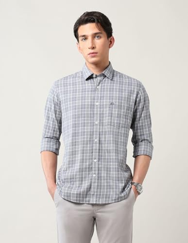 Image of Arrow Sports Men's Slim Fit Grid Tattersall Checked Shirt