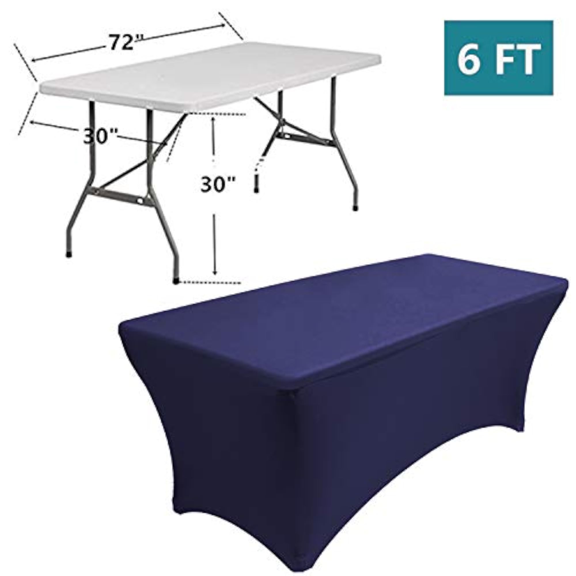 1 Pack 6FT Rectangular Spandex Table Cover for Outdoor Party