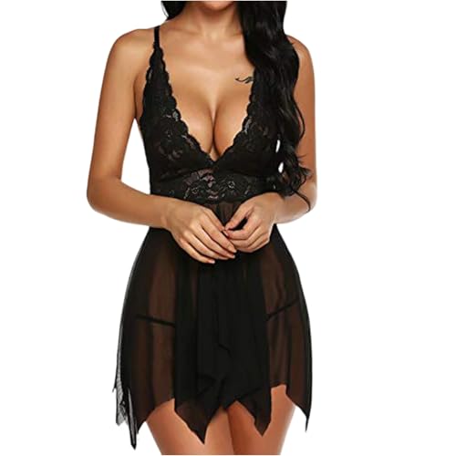 Générique Nuisette Sexy Femme Érotique Nuisette Femme Pute Hard Robe Longue Classique sous Vetements Printemps Mini Jupe Saint Valentin 2#Noir L