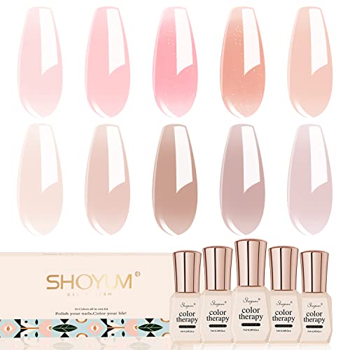 Shoyum Jelly Pink Gel Nail Polish Set Of 10 Colors Nude Gel Polish Kit Uv Led Soak Off Nail Polish Gel Home Diy Manicure Nail Art Salon Varnish #TOP6