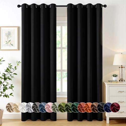 MIULEE Blackout Curtains for Bedroom 2 Panels 50 x 84 Inch Long Black