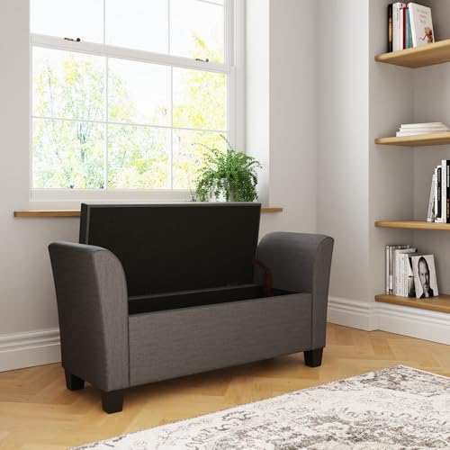 GFW Verona Upholstered Window Seat Charcoal Grey - Image 2