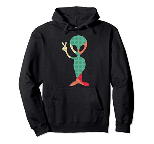 Alienígena Paz Divertido Retro Alienígena Sudadera con Capucha