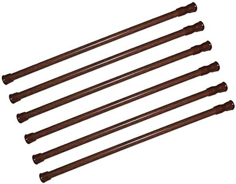 Window Tension Rods 28 to 48 Inches 6 Pack Tension Curtain Rod,Spring Curtain Rods Window Rods Kitchen Bathroom Thin Tension Rod,Wood Grain