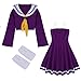 Freebily 4Pcs Women Girls Sailor Suit No Game No Life Shiro Halloween Cosplay Costume Purple Small