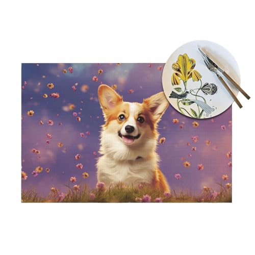 Sets de table tissés Corgi en PVC pour protéger vos meubles des taches - 8
