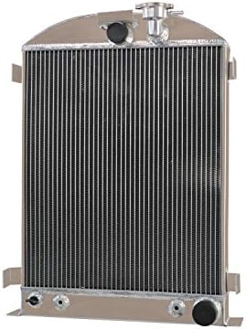 CoolingSnow 4 Row Core Aluminum Radiator for Ford Model A Chopped/Chevy V8 Engine 1932-1934