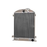 CoolingSnow 4 Row Core Aluminum Radiator for Ford Model A Chopped/Chevy V8 Engine 1932-1934