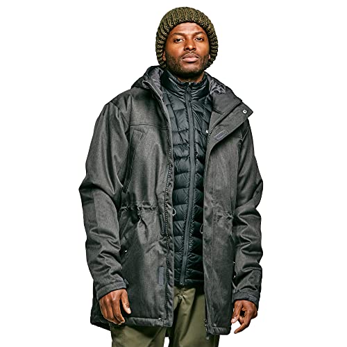 Image of Peter Storm Men’s Textured Jacket with Adjustable Hood, Waist Adjuster & 5 Pockets, Waterproof & Insulated Winter Coat, Raincoat (UK, Alpha, XXL, Regular, Regular, Grey)
