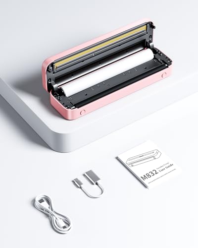 Phomemo Portable Printer, M832 Portable Printers Wireless for Travel, Wireless Thermal Inkless Printer for Office, Home, Compatible with Phone & Laptop