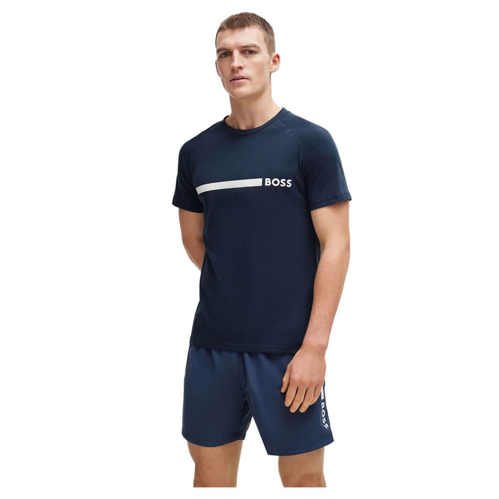 BOSS Herren T-Shirt Rn Beach_T_Shirt In Navy – Regular Fit Mit Rundhalsausschnitt